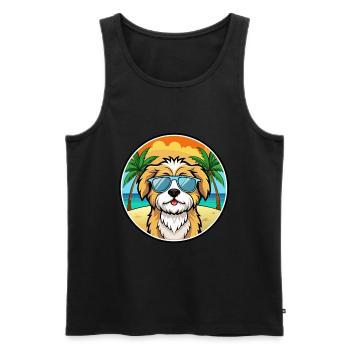 Lhasa Apso Hunderasse Cartoon Sonnenbrille Strand - Männer Premium Bio Tank Top - Schwarz - Vorne - AI Model Male 178 light (178cm)