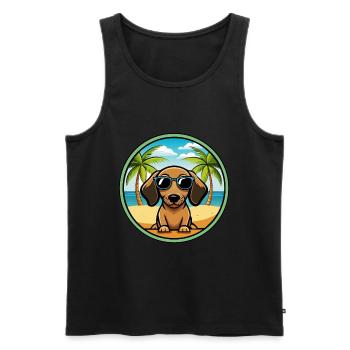 Miniatur Dackel Hund Rasse Cartoon Sonnenbrille - Männer Premium Bio Tank Top - Schwarz - Vorne - Michal (187cm)