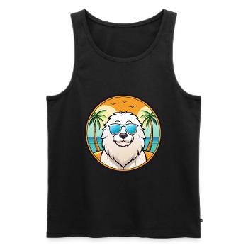 Kuvasz Chien Race Dessin Animé Lunettes de Soleil Plage - Débardeur bio Premium Homme - noir - Devant - Michal (187cm)