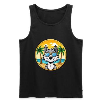 Kunming Wolfdog Rasse Cartoon Sonnenbrille Strand - Männer Premium Bio Tank Top - Schwarz - Vorne - AI Model Male 178 light (178cm)
