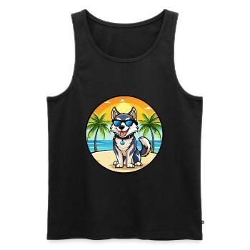 Labrador Husky Chien Race Dessin animé Lunettes de soleil Plage - Débardeur bio Premium Homme - noir - Devant - Michal (187cm)
