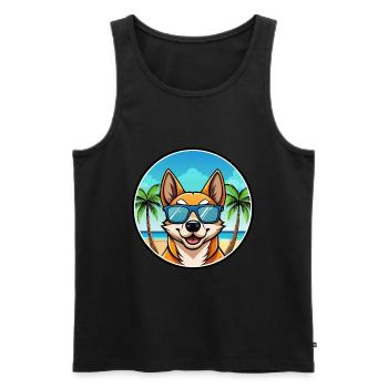 Lundehund Chien Race Dessin Animé Lunettes De Soleil Plage - Débardeur bio Premium Homme - noir - Devant - Michal (187cm)