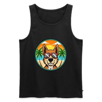 Chien de chasse lituanien race dessin animé lunettes de soleil plage - Débardeur bio Premium Homme - noir - Devant - Michal (187cm)