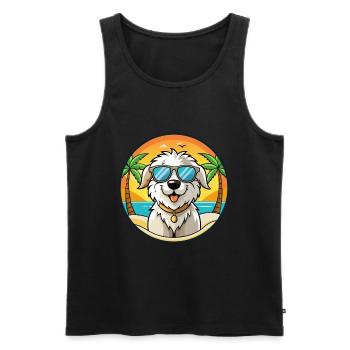 Maremma Sheepdog Breed Cartoon Sunglasses Beach - Men's Premium Organic Tank Top - black - Front - AI Model Male 178 light (178cm)