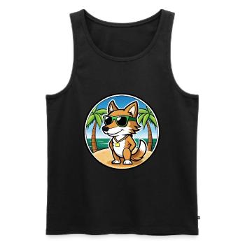 Italien Volpino Chien Race Dessin Animé Lunettes De Soleil Plage - Débardeur bio Premium Homme - noir - Devant - Michal (187cm)
