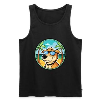 Koolie Chien Race Dessin Animé Lunettes de Soleil Plage - Débardeur bio Premium Homme - noir - Devant - Michal (187cm)