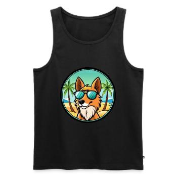 Mudi Hunderasse Cartoon Sonnenbrille Strand - Männer Premium Bio Tank Top - Schwarz - Vorne - Michal (187cm)
