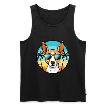 Ibizan Hound Dog Breed Cartoon Sunglasses Beach - Men's Premium Organic Tank Top - black - Front - AI Model Male 178 light (178cm)