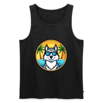 Husky Chien Race Dessin Animé Lunettes De Soleil Plage - Débardeur bio Premium Homme - noir - Devant - Michal (187cm)