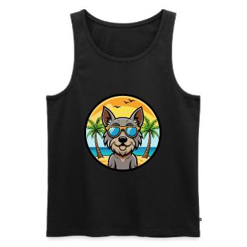 Mittelschnauze Hunderasse Cartoon Sonnenbrille Strand - Männer Premium Bio Tank Top - Schwarz - Vorne - AI Model Male 178 light (178cm)