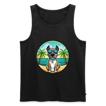 Deutsche Dogge Hunderasse Cartoon Sonnenbrille Strand - Männer Premium Bio Tank Top - Schwarz - Vorne - Michal (187cm)
