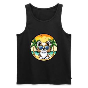 Japonais Chin Chien Race Dessin Animé Lunettes De Soleil Plage - Débardeur bio Premium Homme - noir - Devant - Michal (187cm)