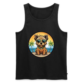 Norfolk Terrier Chien Race Dessin Animé Lunettes de Soleil Plage - Débardeur bio Premium Homme - noir - Devant - Michal (187cm)