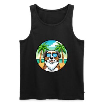 Landseer Chien Race Dessin Animé Lunettes de Soleil Plage - Débardeur bio Premium Homme - noir - Devant - Michal (187cm)