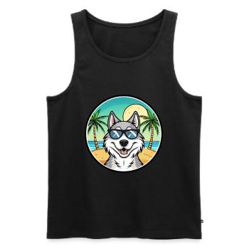 Lunettes de soleil de dessin animé de race de chien inuit du Nord plage - Débardeur bio Premium Homme - noir - Devant - Michal (187cm)