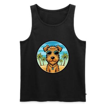 Lakeland Terrier Chien Race Dessin Animé Lunettes De Soleil Plage - Débardeur bio Premium Homme - noir - Devant - Michal (187cm)