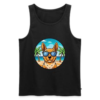 Lancashire Heeler Dog Breed Cartoon Sunglass Beach - Men's Premium Organic Tank Top - black - Front - AI Model Male 178 light (178cm)