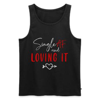 Alleinstehend Partnersuche Spaß Flirt - Männer Premium Bio Tank Top - Schwarz - Vorne - AI Model Male 178 light (178cm)