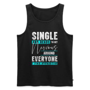 Relationship Love Flirt - Men's Premium Organic Tank Top - black - Front - AI Model Male 178 light (178cm)