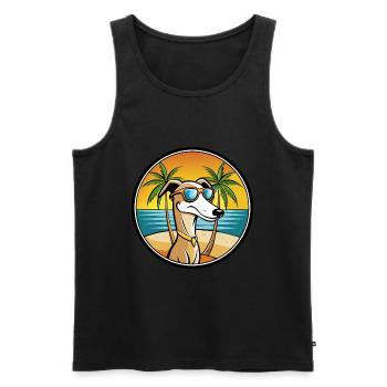 Vieux lévrier croate race de chien dessin animé plage - Débardeur bio Premium Homme - noir - Devant - Michal (187cm)