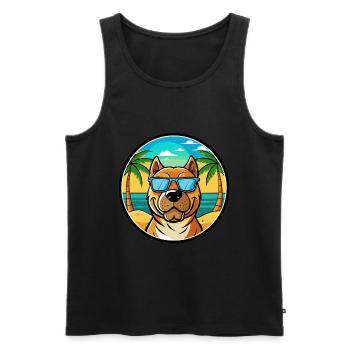 Perro De Presa Canario Hunderasse Cartoon Strand - Männer Premium Bio Tank Top - Schwarz - Vorne - AI Model Male 178 light (178cm)