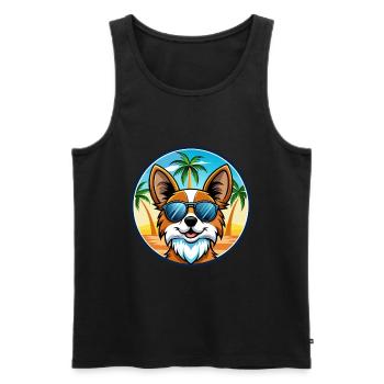 Papillon Chien Race Dessin Animé Lunettes de Soleil Plage - Débardeur bio Premium Homme - noir - Devant - Michal (187cm)