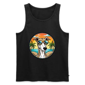 Lévrier polonais race chien dessin animé lunettes de soleil plage - Débardeur bio Premium Homme - noir - Devant - Michal (187cm)