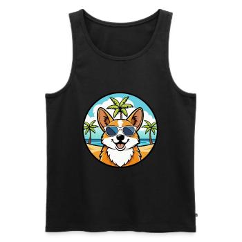 Pembroke Welsh Corgi Dog Breed Cartoon Sunglasses - Men's Premium Organic Tank Top - black - Front - Michal (187cm)