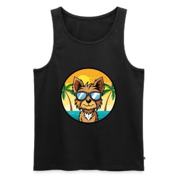 Yorkshire Terrier Hunderasse Cartoon Beach - Männer Premium Bio Tank Top - Schwarz - Vorne - Michal (187cm)