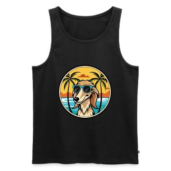 Saluki Chien Race Dessin Animé Lunettes De Soleil Plage - Débardeur bio Premium Homme - noir - Devant - Michal (187cm)