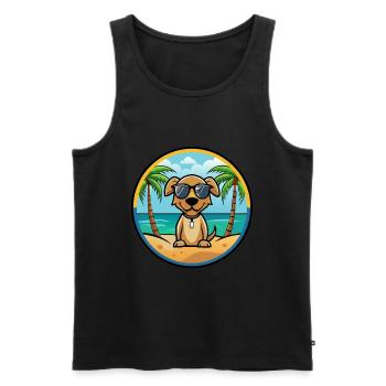 Pointer Chien Race Dessin Animé Lunettes De Soleil Plage - Débardeur bio Premium Homme - noir - Devant - Michal (187cm)