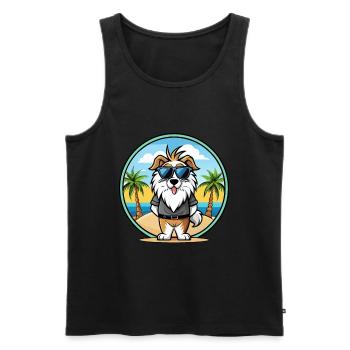 Picardy Sheepdog Breed Cartoon Sunglasses Beach - Men's Premium Organic Tank Top - black - Front - AI Model Male 178 light (178cm)