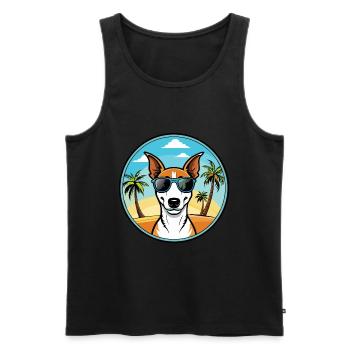 Smooth Fox Terrier Chien Race Dessin Animé Lunettes de soleil - Débardeur bio Premium Homme - noir - Devant - Michal (187cm)