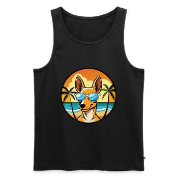 Podenco Ibicenco Chien Race Dessin Animé Lunettes De Soleil Plage - Débardeur bio Premium Homme - noir - Devant - Michal (187cm)