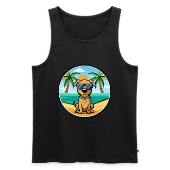 Chien de chasse serbe race dessin animé lunettes de soleil plage - Débardeur bio Premium Homme - noir - Devant - Michal (187cm)
