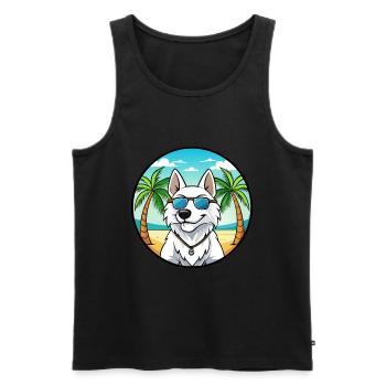 Weißer Schäferhund Hunderasse Cartoon Sonnenbrille Strand - Männer Premium Bio Tank Top - Schwarz - Vorne - Michal (187cm)