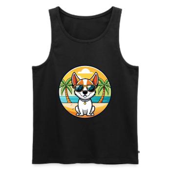 Rat Terrier Hund Rasse Cartoon Sonnenbrille Strand - Männer Premium Bio Tank Top - Schwarz - Vorne - Michal (187cm)