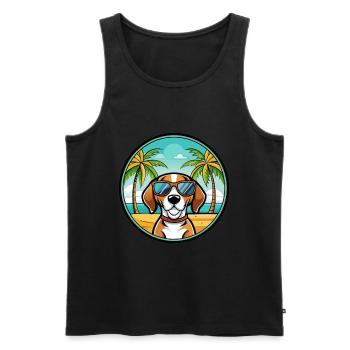 Treeing Walker Coonhound Race Chien Dessin Animé Plage - Débardeur bio Premium Homme - noir - Devant - Michal (187cm)