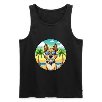 Bétail portugais Chien Race Dessin Animé Lunettes De Soleil Plage - Débardeur bio Premium Homme - noir - Devant - Michal (187cm)