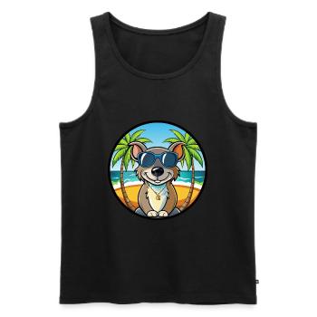 Ratonero Murciano Race Chien Dessin Animé Lunettes De Soleil Plage - Débardeur bio Premium Homme - noir - Devant - Michal (187cm)