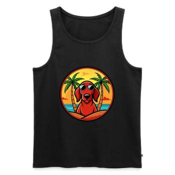 Redbone Coonhound Chien Race Dessin Animé Lunettes De Soleil Plage - Débardeur bio Premium Homme - noir - Devant - AI Model Male 178 light (178cm)