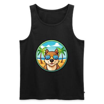 Lunettes de soleil de dessin animé de race de chien de jouet russe plage - Débardeur bio Premium Homme - noir - Devant - Michal (187cm)