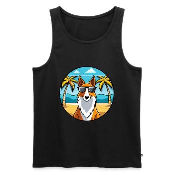 Smooth Collie Dog Breed Cartoon Sunglasses Beach - Men's Premium Organic Tank Top - black - Front - AI Model Male 178 light (178cm)