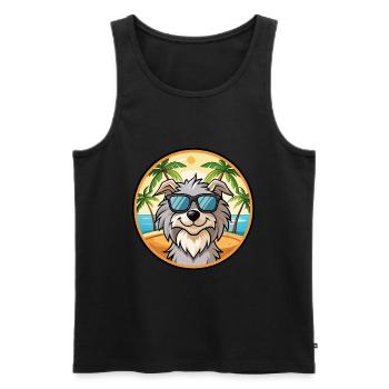 Chien de berger des Pyrénées Race Dessin animé Lunettes de soleil Plage - Débardeur bio Premium Homme - noir - Devant - Michal (187cm)