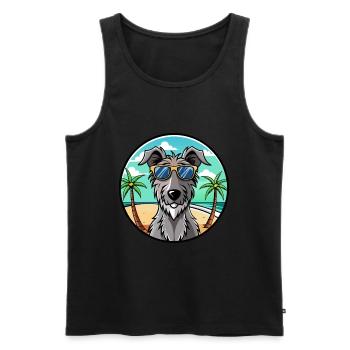 Scottish Deerhound Dog Breed Cartoon Sunglasses - Men's Premium Organic Tank Top - black - Front - AI Model Male 178 light (178cm)