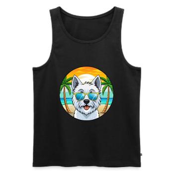 West Highland Terrier Dog Breed Cartoon Sunglasses - Men's Premium Organic Tank Top - black - Front - Michal (187cm)