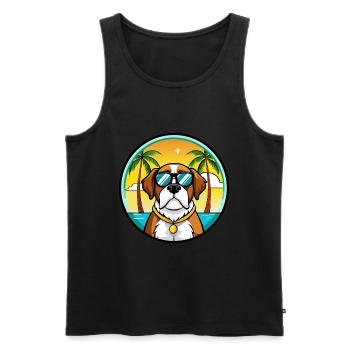 Bernhardiner Hunderasse Cartoon Sonnenbrille Strand - Männer Premium Bio Tank Top - Schwarz - Vorne - Michal (187cm)