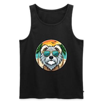 Tibetan Terrier Dog Breed Cartoon Sunglasses Beach - Men's Premium Organic Tank Top - black - Front - Michal (187cm)