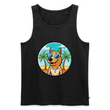 Smaland Hound Hund Rasse Cartoon Sonnenbrille Strand - Männer Premium Bio Tank Top - Schwarz - Vorne - AI Model Male 178 light (178cm)