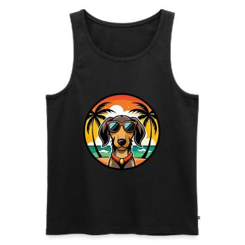 Teckel de Westphalie Race De Chien Dessin Animé Plage - Débardeur bio Premium Homme - noir - Devant - Michal (187cm)